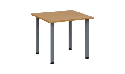 CRTR 80 jídelní stůl, kovová podnož stříbrná, deska 25 mm, 800x800 mm, buk royal